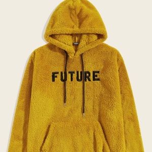 Men Yellow fluffy  Hoodie